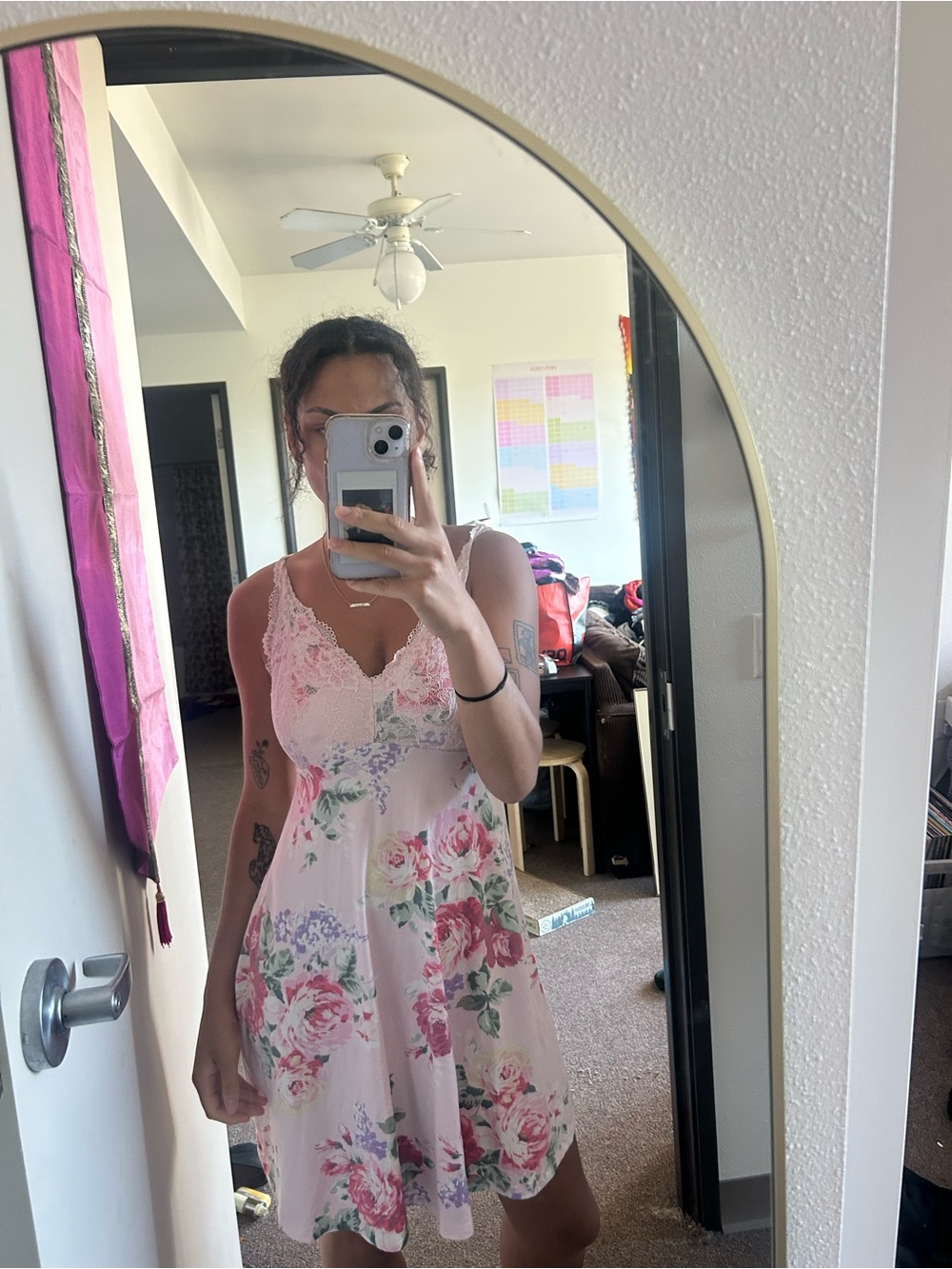 Floral Nikrooz lace-Trim Floral Chemise Nightgown - Pink